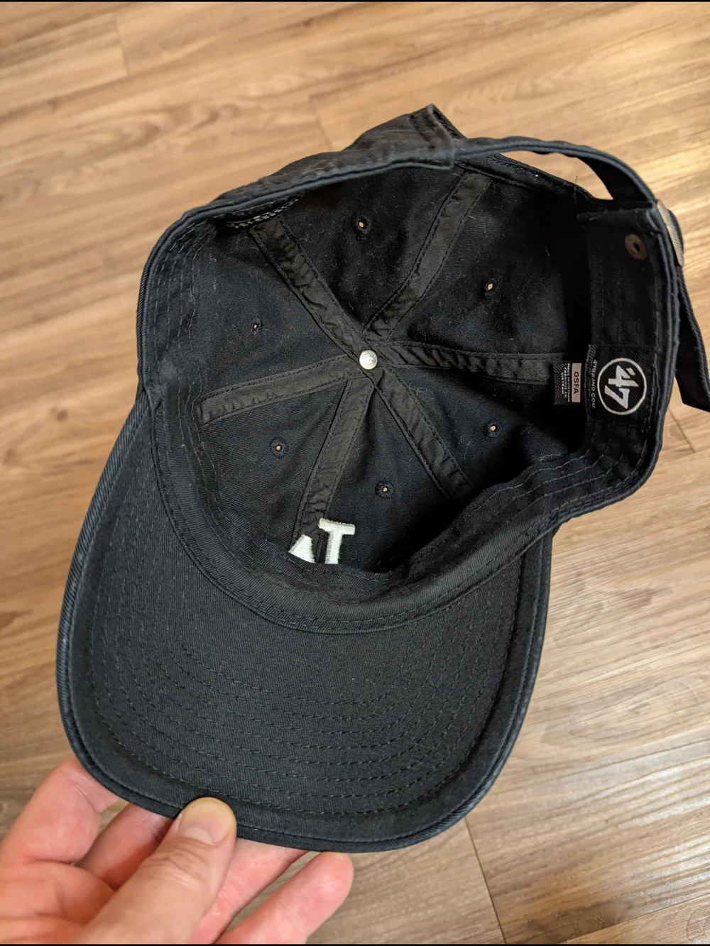 47 Los Angeles Dodgers Black And White LA Logo Strapback Dad Hat